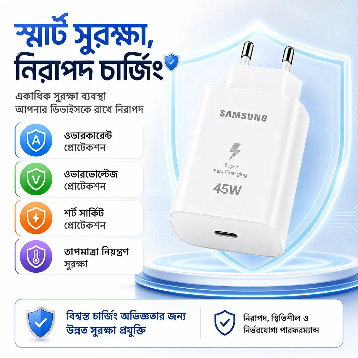 Samsung 45W Original Super Fast Charging Adapter (2 Pin) PD 3.0 USB-C Charger 3