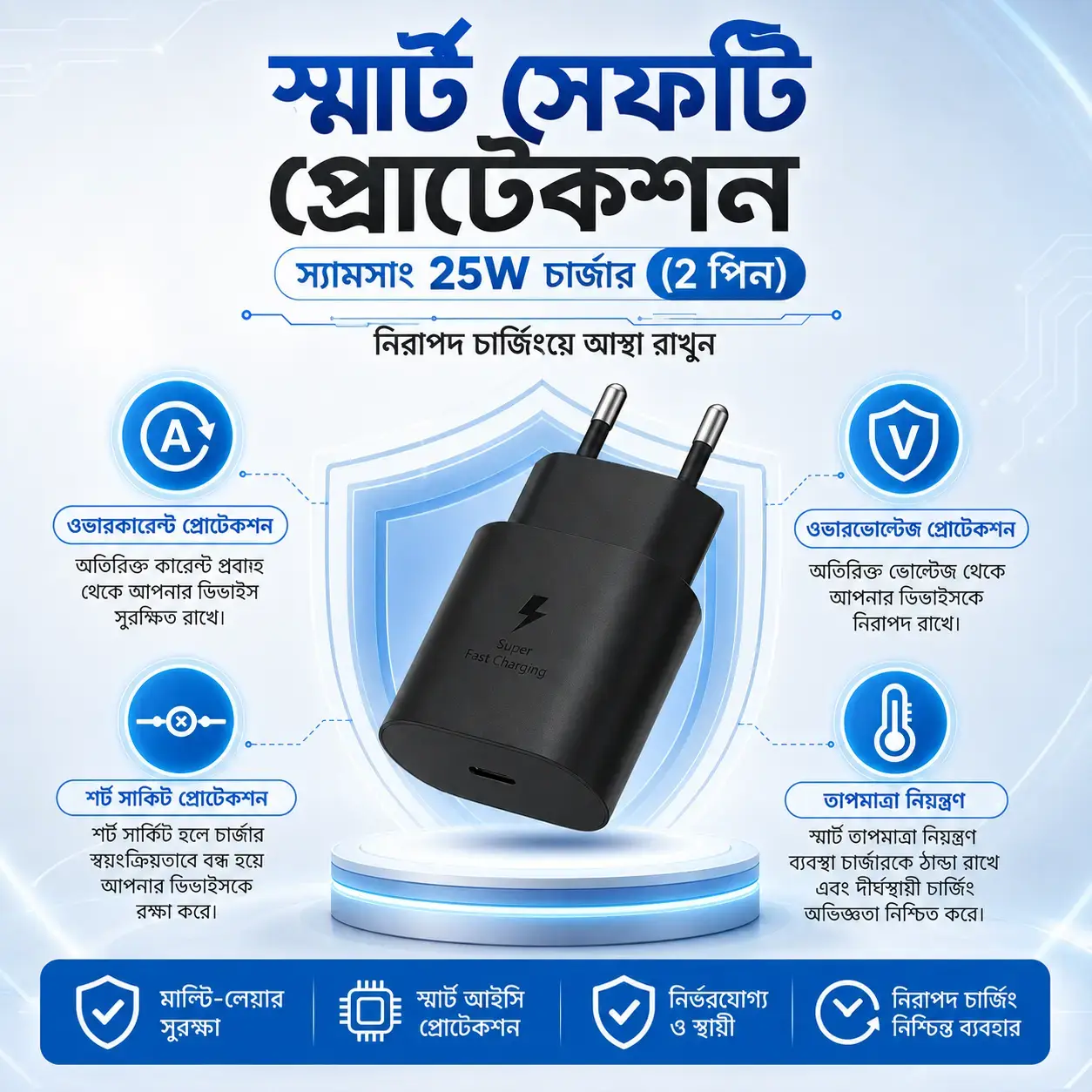 Samsung 25W Super Fast Charging USB-C PD Adapter – Original 2 Pin 4