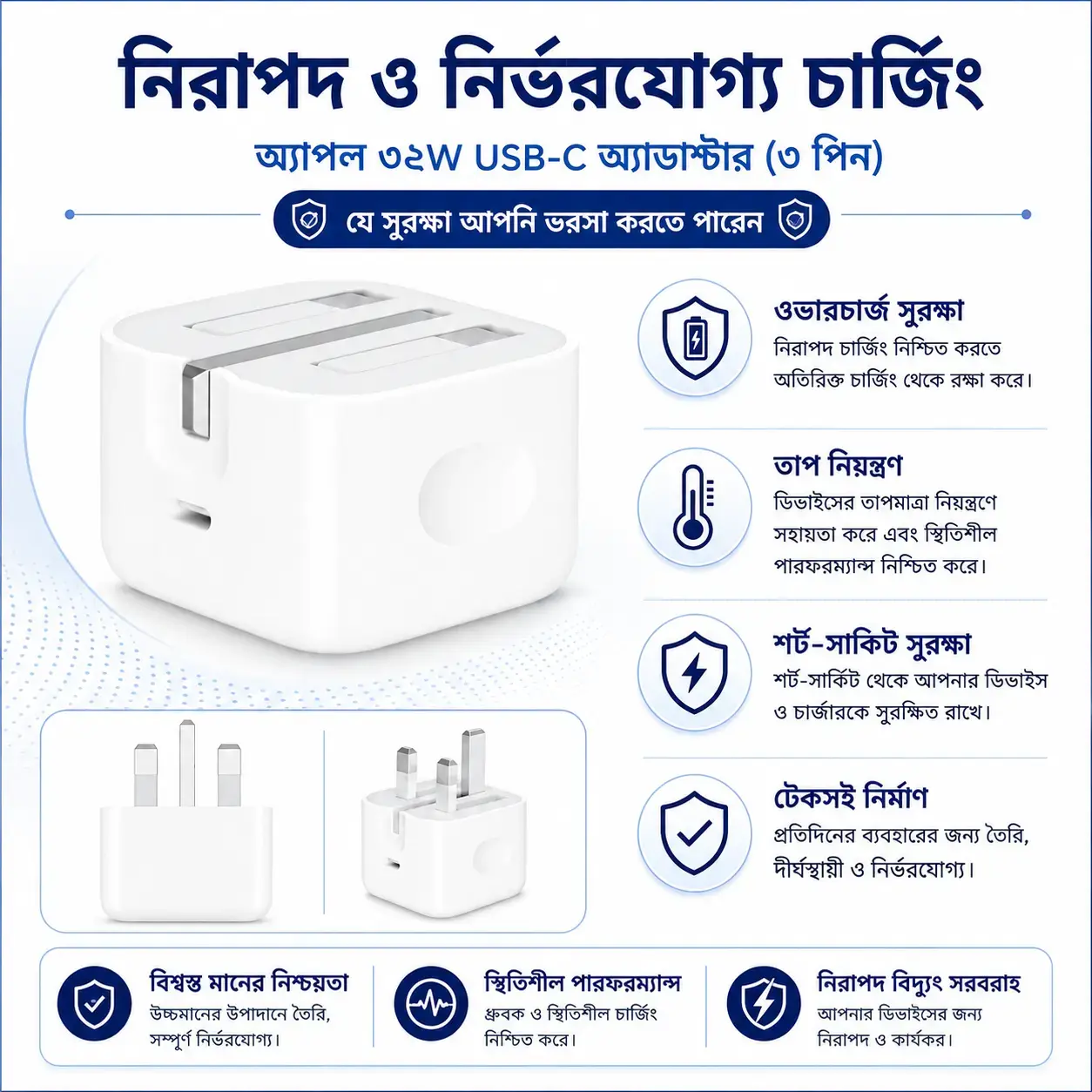Apple 35W USB-C Power Adapter (3-Pin) Fast Charging Wall Charger for MacBook Air, iPhone, iPad & USB-C Devices 5