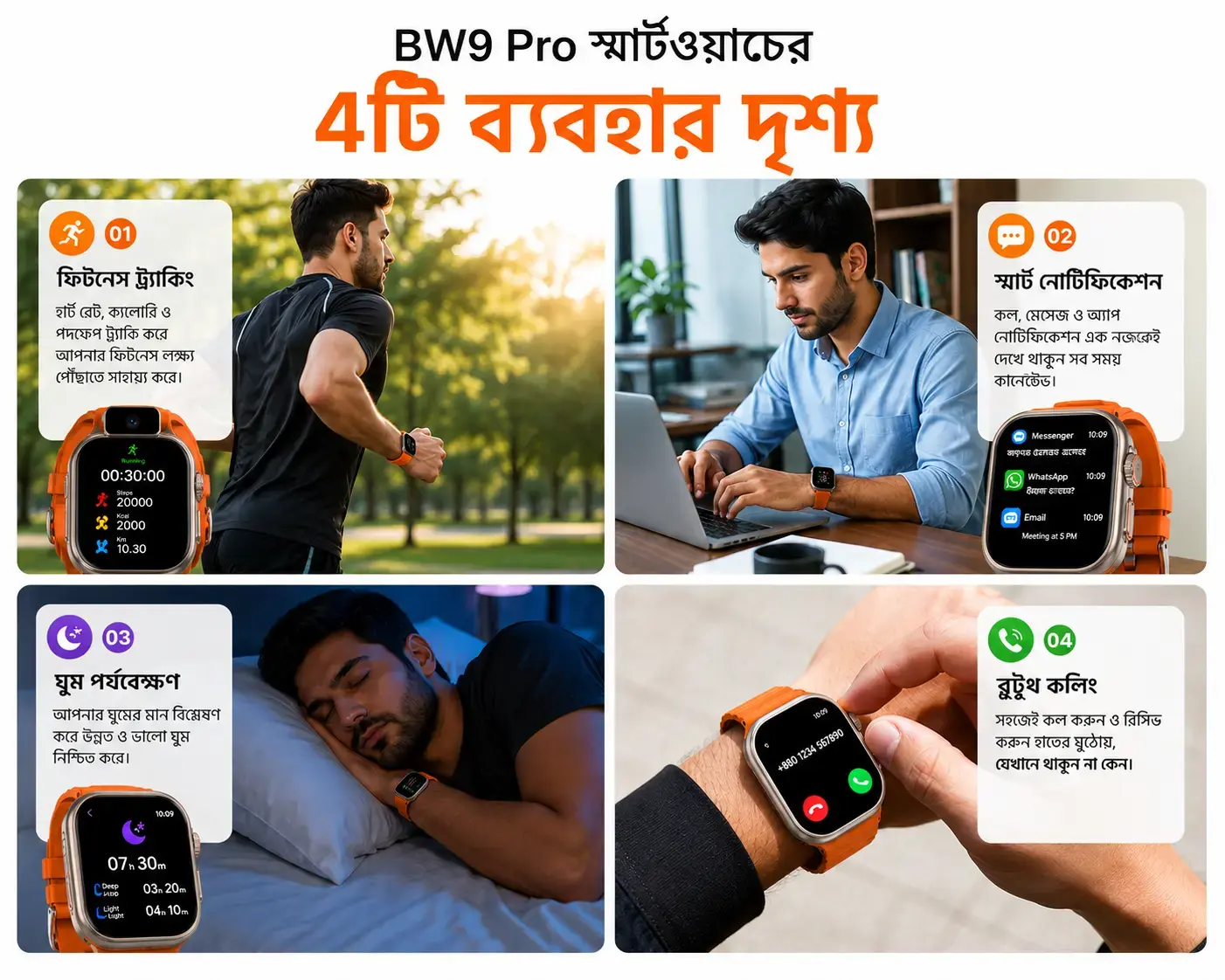 BW9 Pro CamSim Smart Watch – 2.01" HD Display | Bluetooth Calling | Health Monitor | Sports Mode | CamSim Support 5