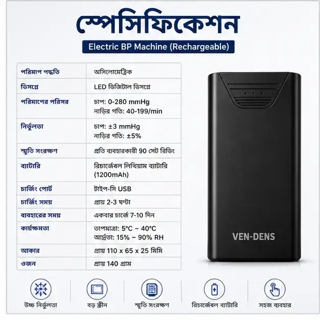 VEN-DENS PB041 10000mAh Fast Charging Power Bank with Dual USB Output & LED Display 3