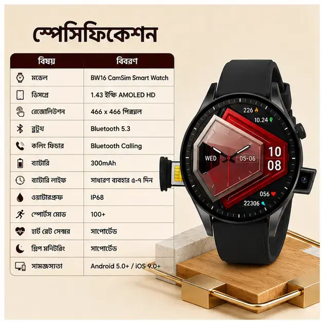 BW16  Smart Watch with Bluetooth Calling – HD Round Display | Health & Fitness Tracker 4