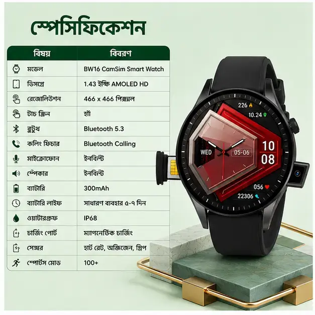BW16 Bluetooth Smart Watch – Premium Round HD Display | Wireless Calling | Multi Sports Fitness Watch 4