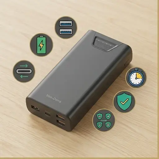 VEN-DENS PB042 20000mAh Fast Charging Power Bank with Dual USB & Type-C Input 2