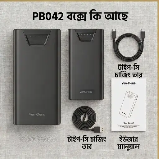 VEN-DENS PB042 20000mAh Fast Charging Power Bank with Dual USB & Type-C Input 5
