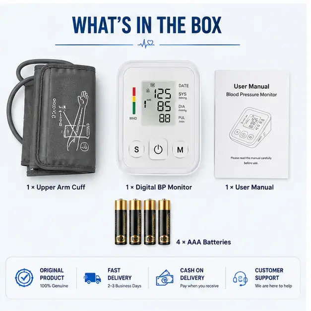Automatic Electric Upper Arm Blood Pressure Monitor Battery Powered BP Machine  5