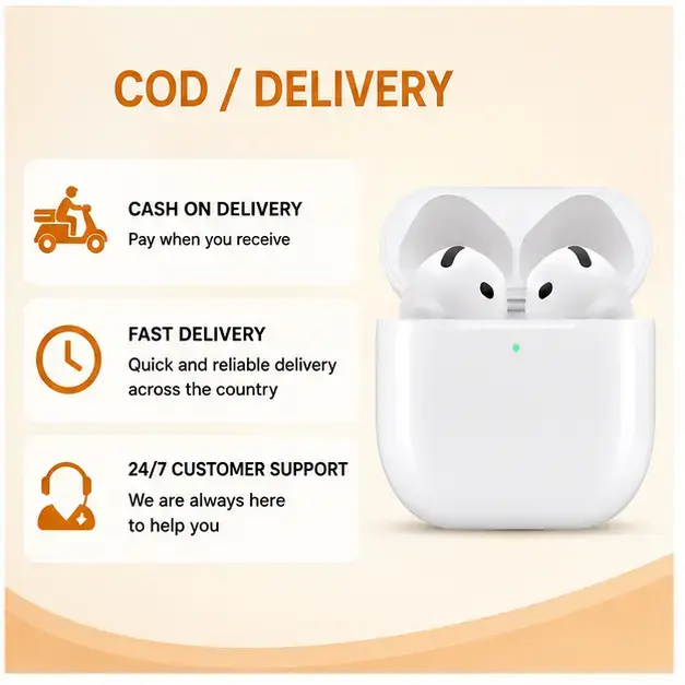 Apple AirPods 4th Generation Wireless Bluetooth Earbuds with USB-C Charging Case, Rich Audio  5
