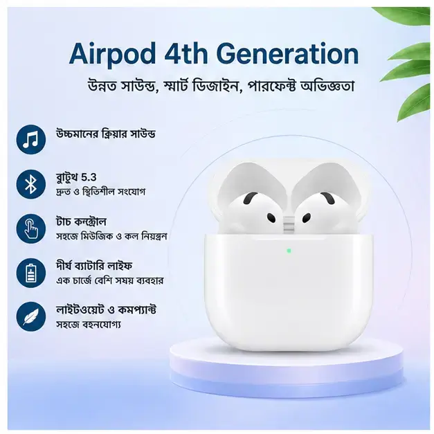 AirPods 4th Generation Premium TWS Earbuds with Bluetooth 5.3, USB-C Fast Charging  3