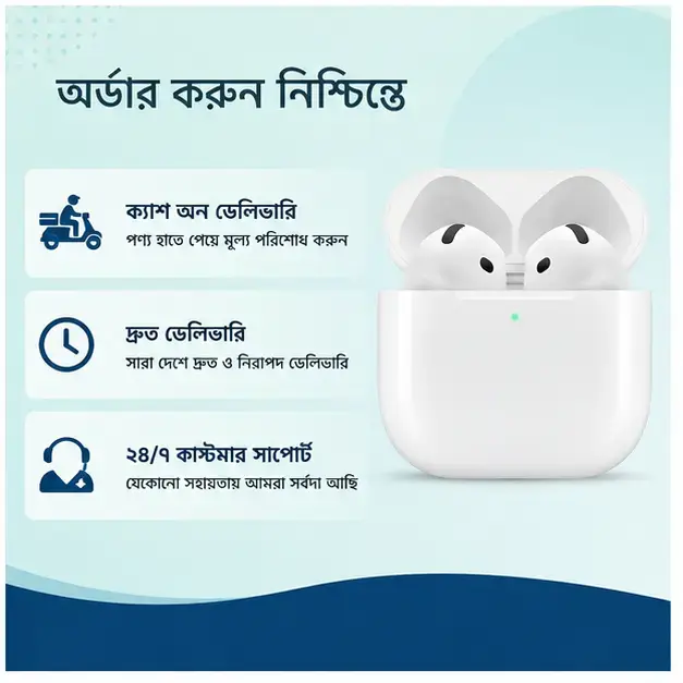 AirPods 4th Generation Premium TWS Earbuds with Bluetooth 5.3, USB-C Fast Charging  5