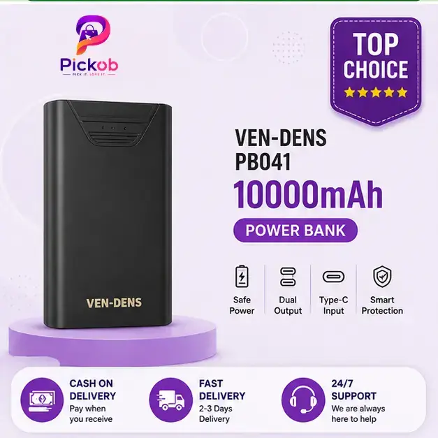 VEN-DENS PB041 10000mAh 22.5W Fast Charging Power Bank with Digital Display