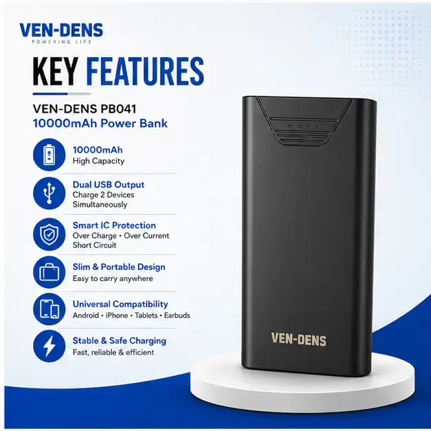 VEN-DENS PB041 10000mAh 22.5W Fast Charging Power Bank with Digital Display 3