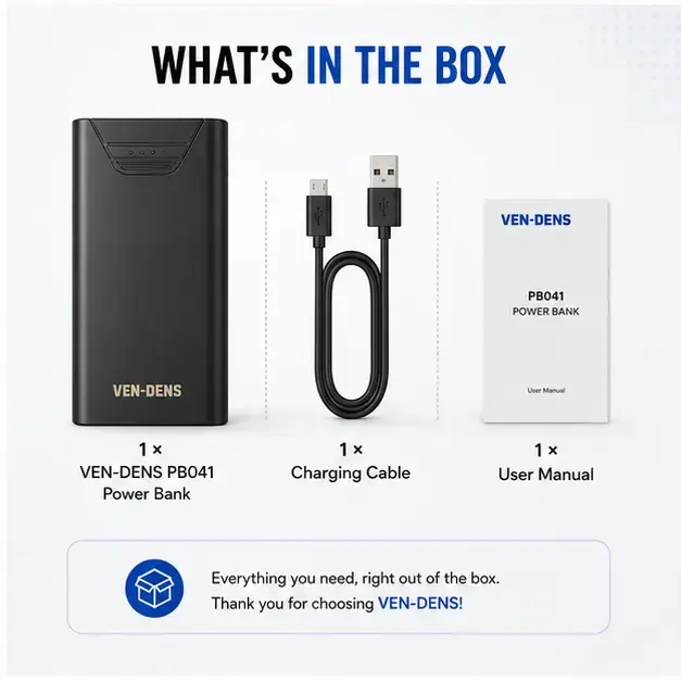 VEN-DENS PB-042 20000mAh 22.5W Fast Charging Power Bank with Digital LED Display 4