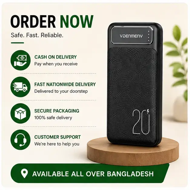 VDENMENV DP10 20000mAh Dual USB & Type-C Portable Power Bank 5
