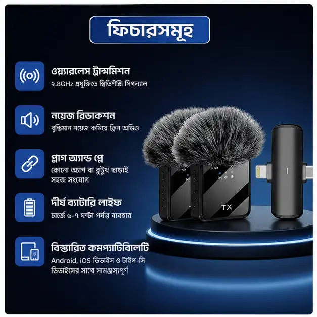 F15-2 Wireless Microphone with Noise Reduction | Professional Lavalier Mic  3