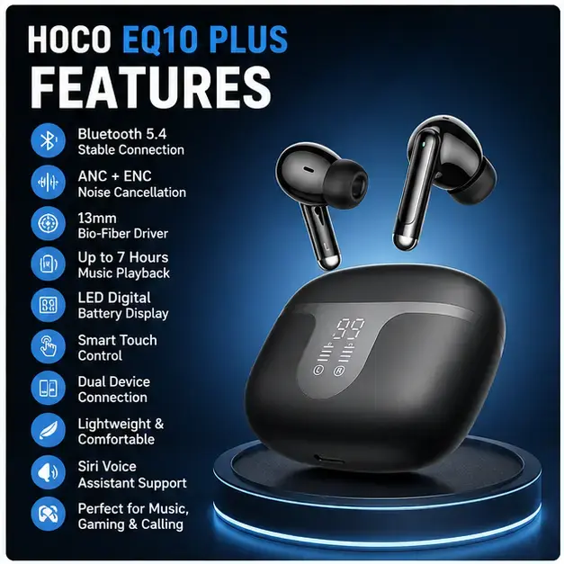 HOCO EQ10 PLUS True Wireless Bluetooth Earbuds | ENC Noise Reduction  4
