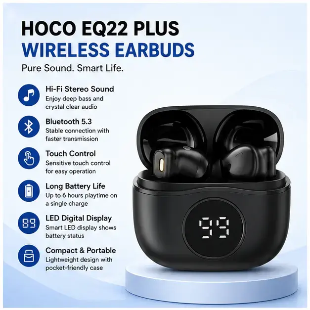 Hoco EQ22 PLUS True Wireless Earbuds | Bluetooth 5.4 TWS Earphones 3