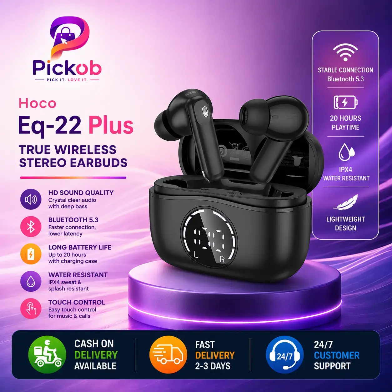 Hoco EQ22 PLUS True Wireless Earbuds | Bluetooth 5.4 TWS Earphones