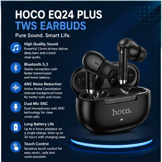 HOCO EQ24 PLUS True Wireless Earbuds | Bluetooth 5.4 Hi-Fi Stereo Earphones  3