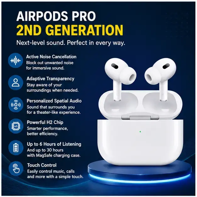 Apple AirPods Pro (2nd Generation) with  USB-C Charging Case  4