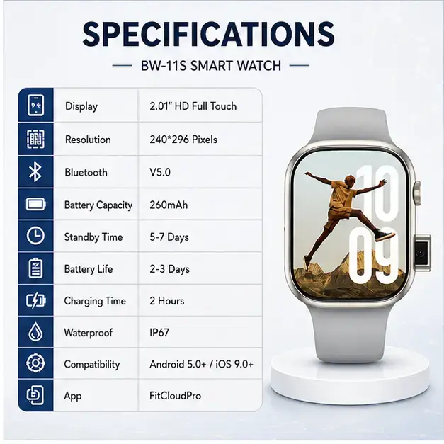 BW-11S 4G CamSIM Smart Watch | Pop-Up Camera | Bluetooth Calling  3