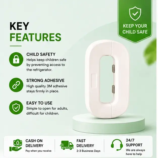 Child Refrigerator Lock Safety Lock for Kids with Strong Adhesive Protection & Easy Installation 3
