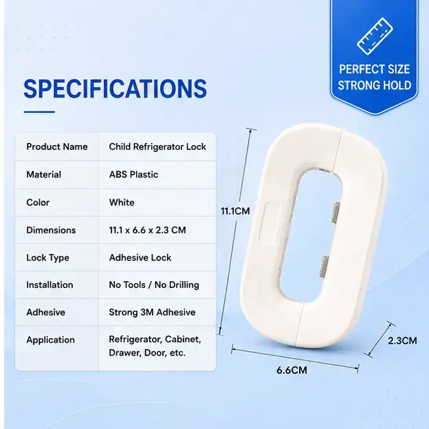 Child Refrigerator Lock Safety Lock for Kids with Strong Adhesive Protection & Easy Installation 4