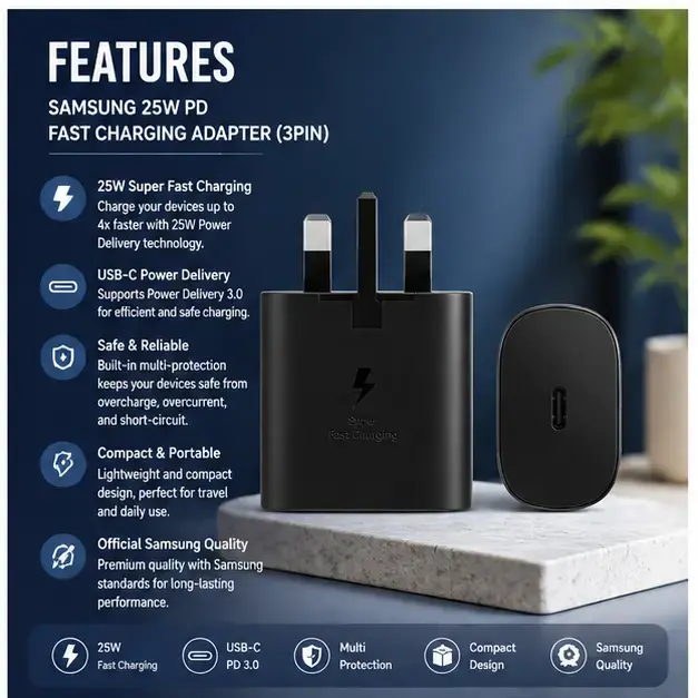 Samsung 25W Original Power Adapter | Super Fast Charging USB-C Charger 4