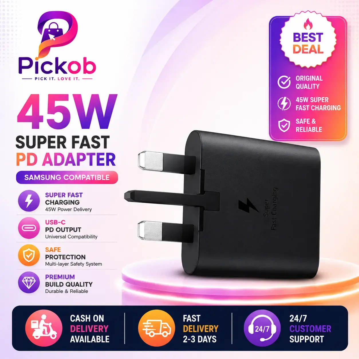 Samsung 45W Super Fast ChSamsung 45W Super Fast Charging 2.0 USB-C Power Adapter (3-Pin) 