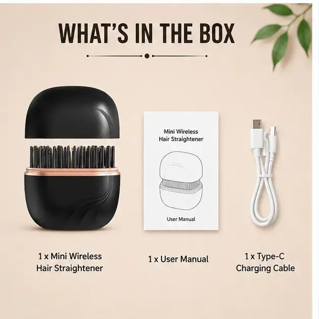 Mini Wireless Hair Straightener Comb – Portable USB Rechargeable Cordless Hair Styling Brush 5