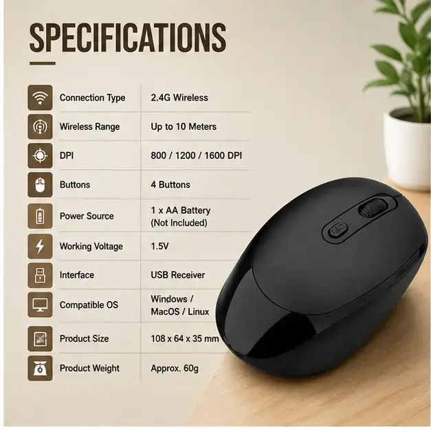 Macaron Wireless Rechargeable Optical Mouse – Smooth Everyday Performance 4