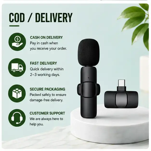 K8 Wireless Microphone with Type C and iPhone Compatible Head for Clear Audio Recording 5