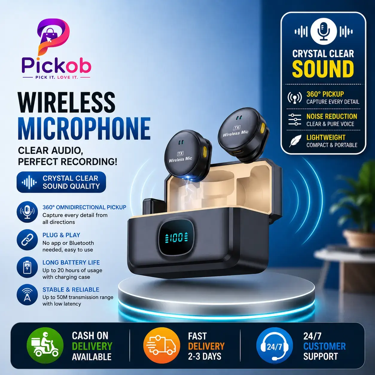 Q8 Wireless Microphone for Type-C – Dual Clip-On with Lavalier Mic Noise Reduction 