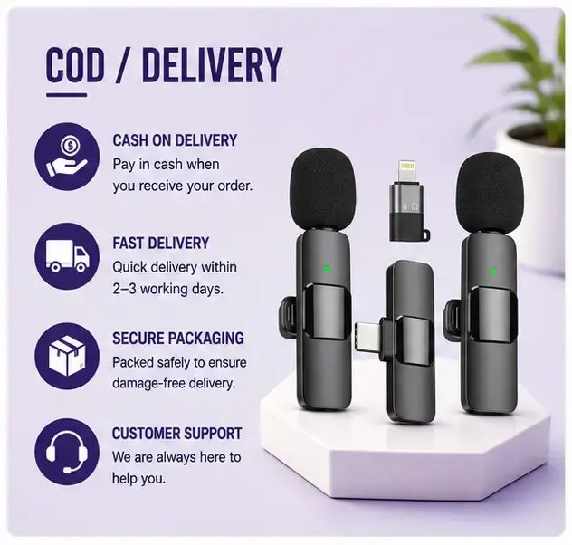 K9 Wireless Microphone One to Two with Type C and iPhone Compatible Receivers 5