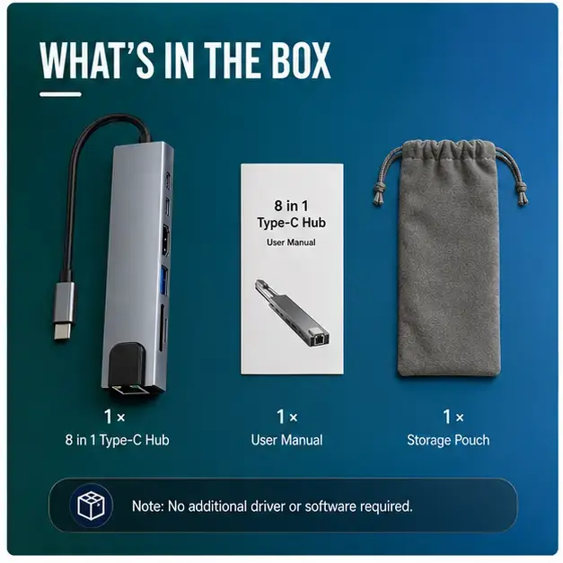 8 in 1 Type C Hub with Multiple Ports for Fast and Convenient Device Connectivity 5