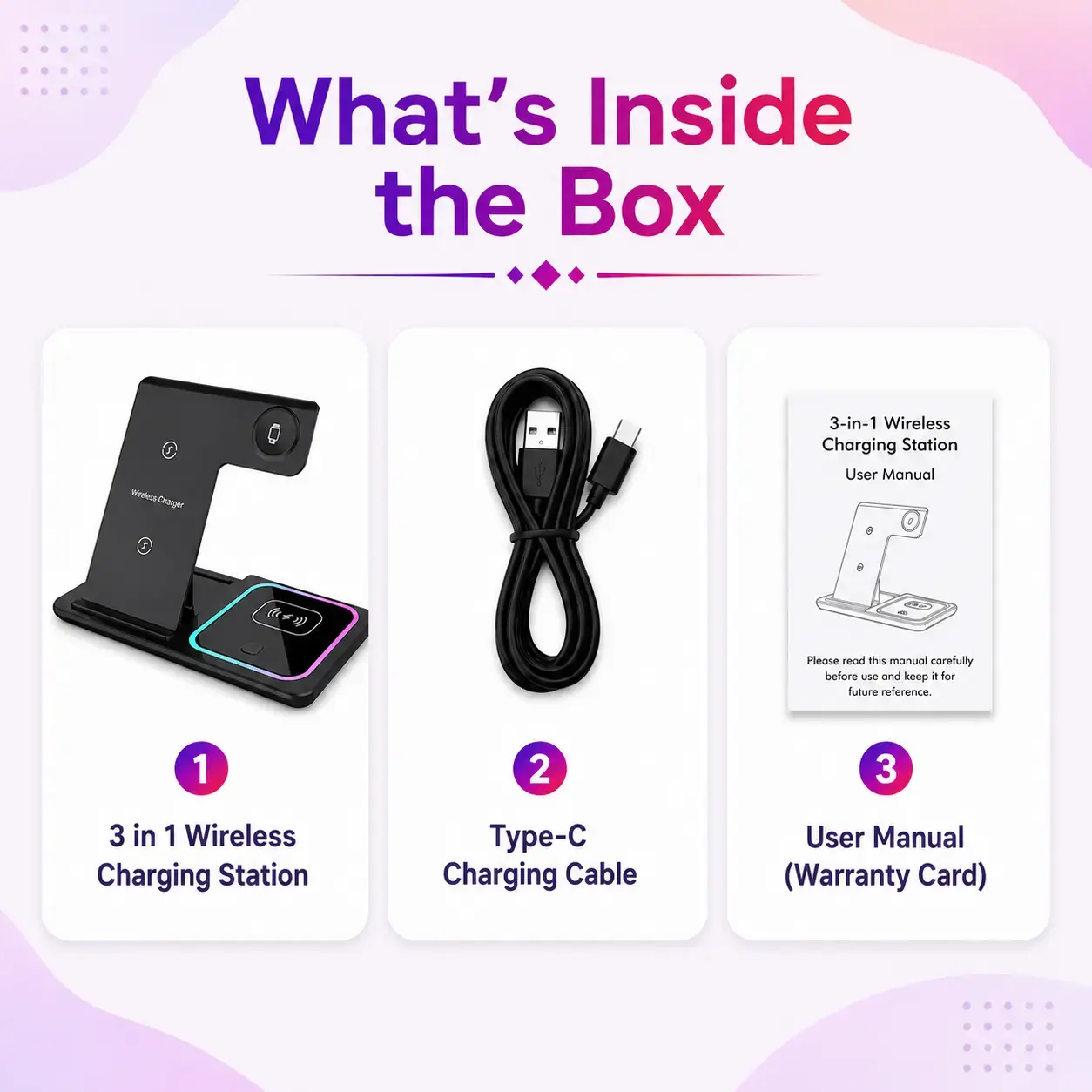 3-in-1 Wireless Charging Station – Fast Charging Stand for Phone, Smartwatch & Earbuds 5