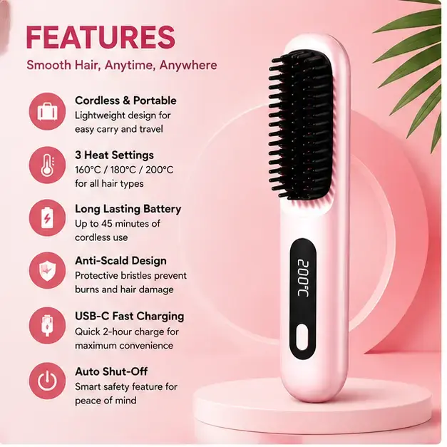 Cordless Rechargeable Hair Straightener Portable Mini Styling Device for Everyday Hair Care 3