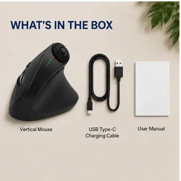 Jomaa Vertical Wireless Bluetooth Rechargeable Mouse with Ergonomic Grip  5