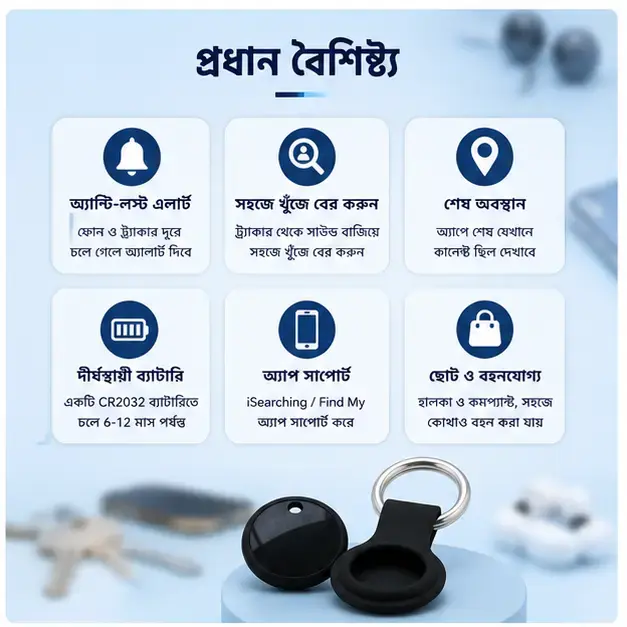 Smart Bluetooth GPS Tracker – Anti-Lost & Anti-Theft Device with 10m Bluetooth Range, Last-Seen Location & Remote Camera Shutter 3