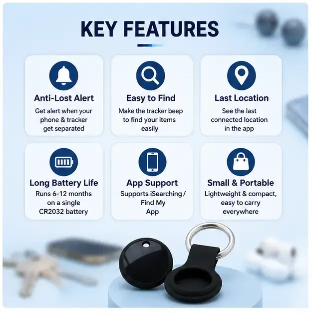 Smart Bluetooth Item Tracker – Anti-Lost & Anti-Theft Finder with Bluetooth 4.0, Last-Seen Location & Remote Camera Shutter 3