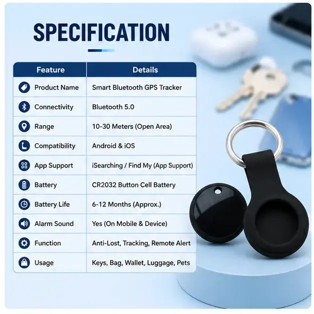 Smart Bluetooth Item Tracker – Anti-Lost & Anti-Theft Finder with Bluetooth 4.0, Last-Seen Location & Remote Camera Shutter 4