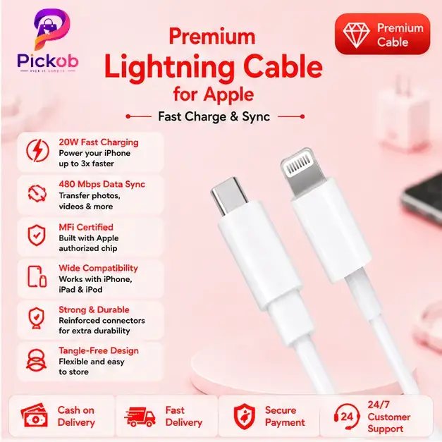 iPhone Lightning Cable – Charging & Data Sync Cable for Compatible Apple Devices