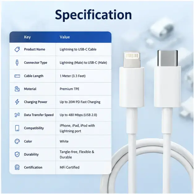 iPhone Lightning Cable – Charging & Data Sync Cable for Compatible Apple Devices 4